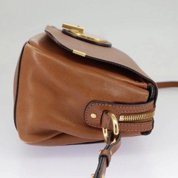 Auth Chloe Indy Shoulder Bag Leather Brown Gold - Picture 6 of 15